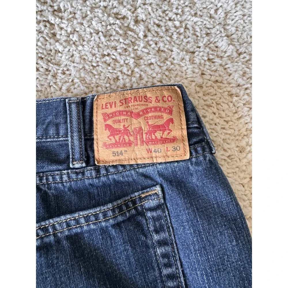 Levi's 514 Straight Fit Jeans Men 40x30 Blue Good Dark Wash Denim